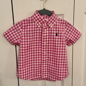 Polo Ralph Lauren 12 month Pink Gingham Button-up Short sleeve shirt Toddler